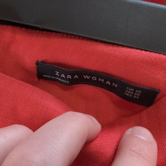 Zara Linen Beach Vacation Coastal Ruffle Frill Pencil Red Orange Skirt XS - Picture 7 of 9